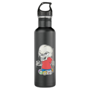 Billiards Player   Skull Billiard Player 710 Ml Water Bottle