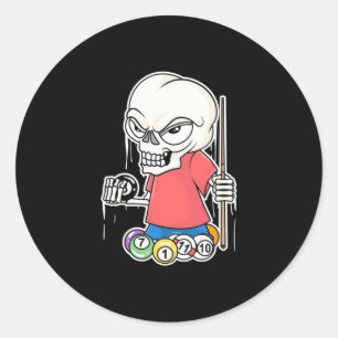 Billiards Player   Skull Billiard Player Classic Round Sticker