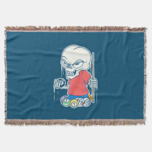 Billiards Player   Skull Billiard Player Throw Blanket
