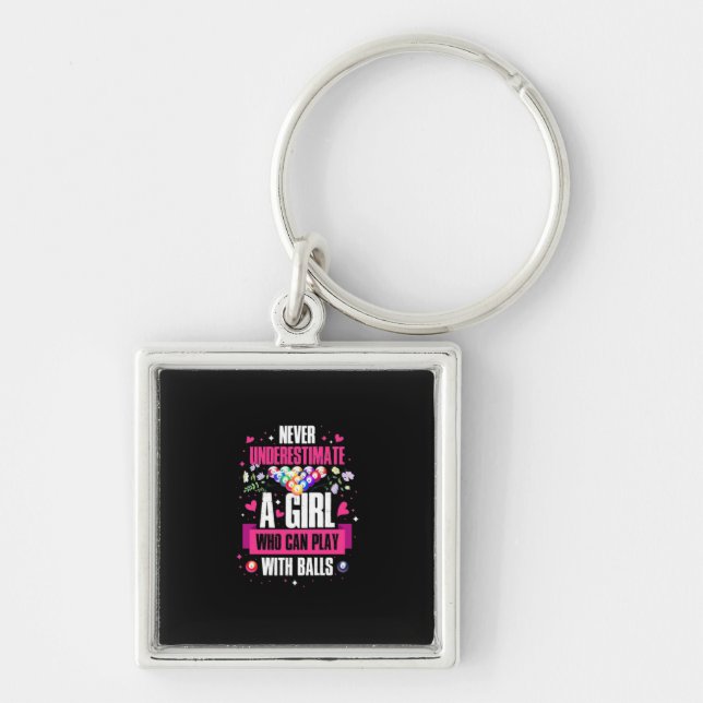 Billiards Player This Girl Can Play Pool Billiards Keychain (Front)