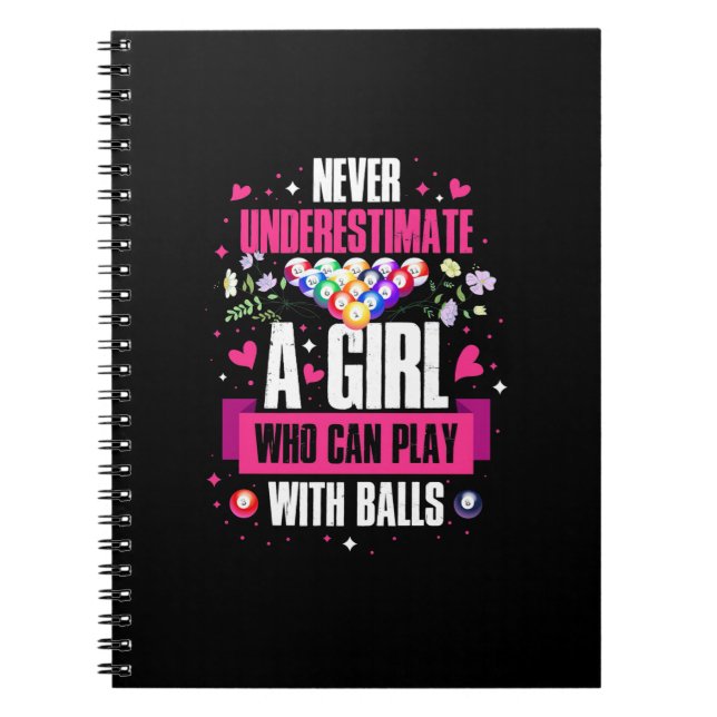 Billiards Player This Girl Can Play Pool Billiards Notebook (Front)