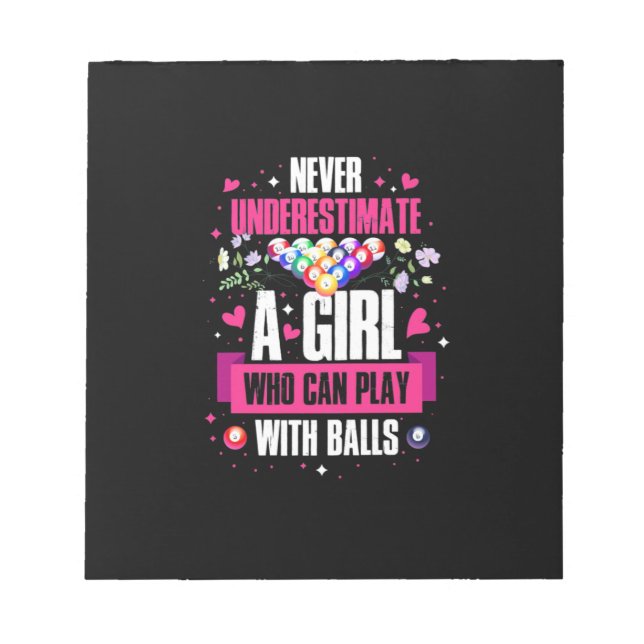 Billiards Player This Girl Can Play Pool Billiards Notepad (Front)