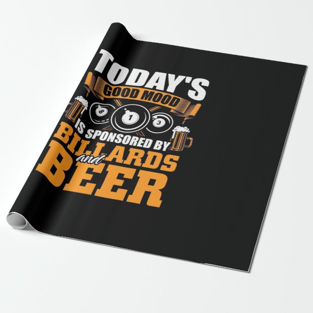 Billiards Player | Today Billiards And Beer Wrapping Paper (Unrolled)