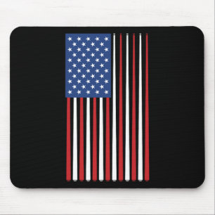Billiards Player Usa American Flag Pool Sticks Cue Mouse Pad