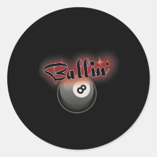 Billiards Pool 8 Ball S  Classic Round Sticker