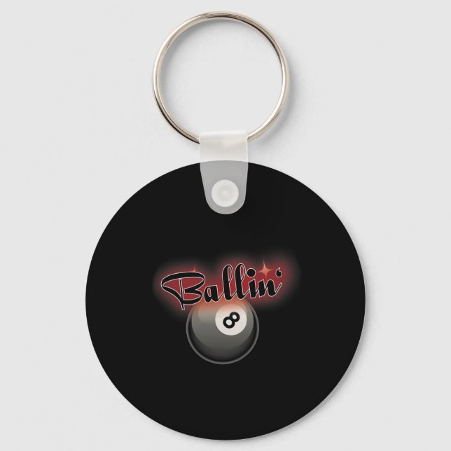 Billiards Pool 8 Ball S  Keychain (Front)