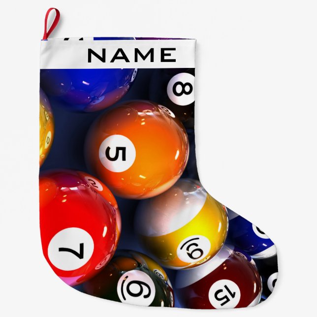 Billiards Pool Balls Christmas Stocking (Front)