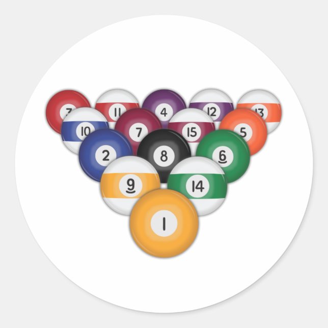 Billiards / Pool Balls: Classic Round Sticker (Front)