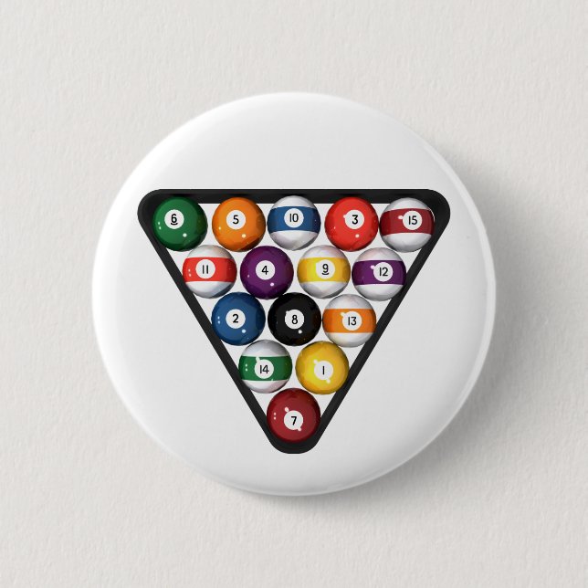 Billiards / Pool Balls Racked: 2 Inch Round Button (Front)