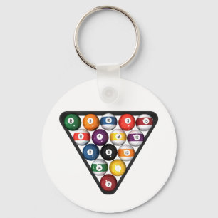 Billiards / Pool Balls Racked: Keychain