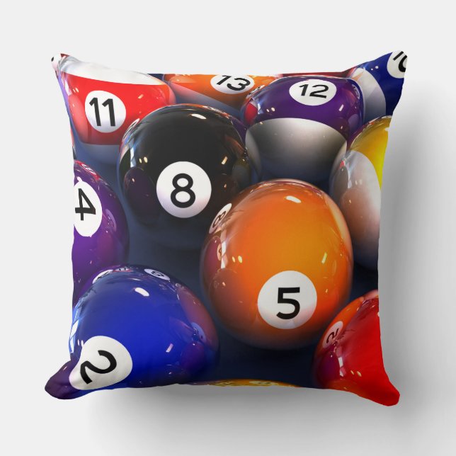Billiards Pool Balls Square Throw Pillow (Front)