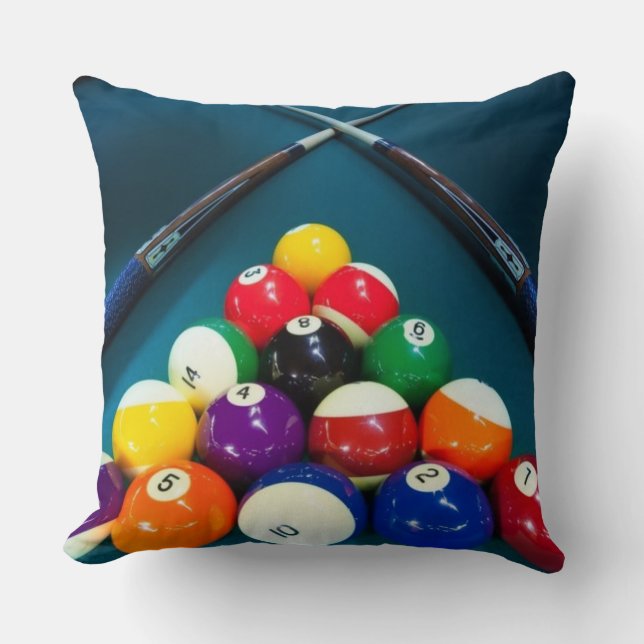 Billiards Pool Balls Square Throw Pillow (Front)