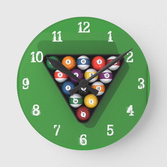 Billiards / Pool Balls: Wall Clock (Front)