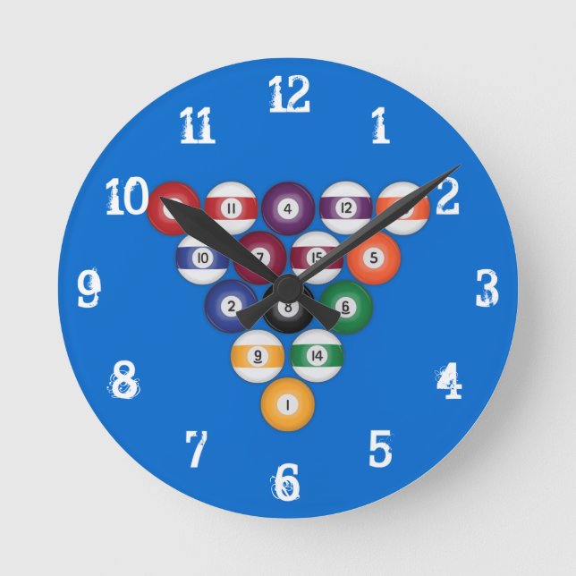 Billiards / Pool Balls: Wall Clock (Front)