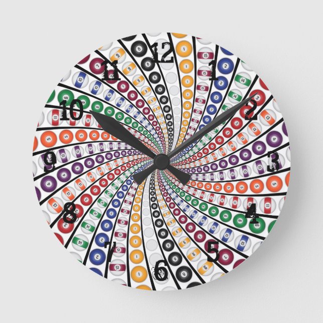 Billiards / Pool Balls: Wall Clock (Front)