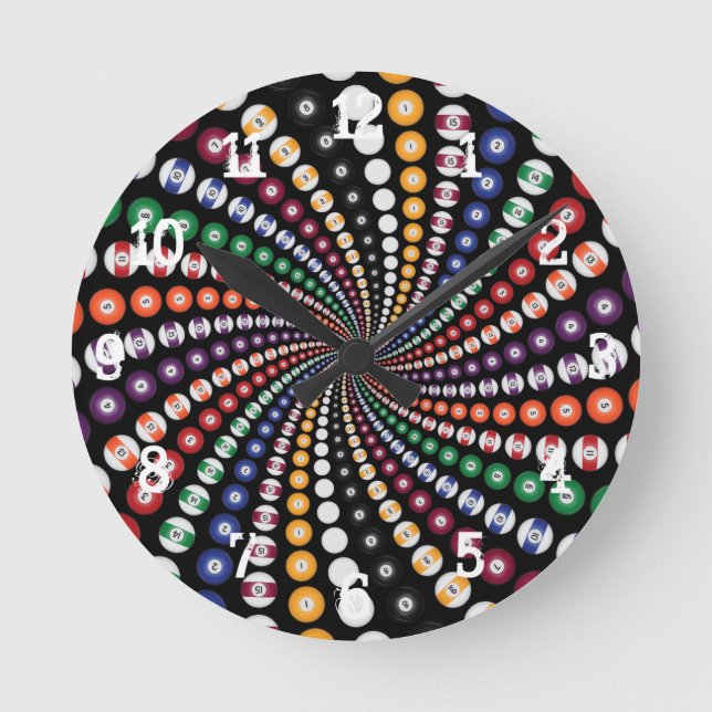 Billiards / Pool Balls: Wall Clock (Front)