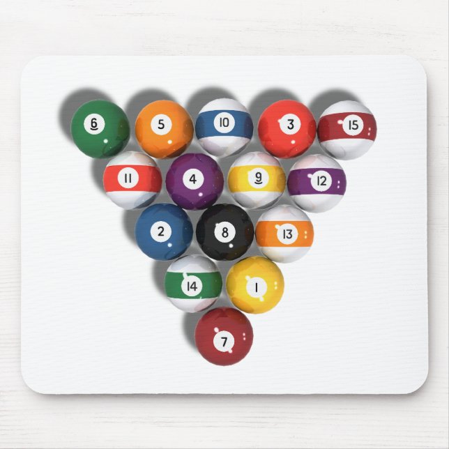Billiards / Pool Balls with Drop Shadow: Mouse Pad (Front)