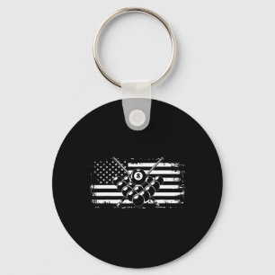 Billiards Pool Billiards American Flag Gift Keychain