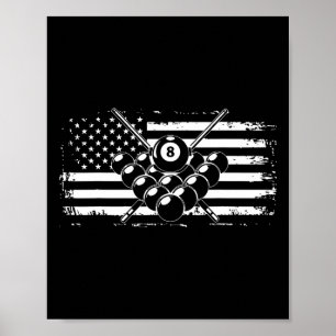 Billiards Pool Billiards American Flag Gift Poster