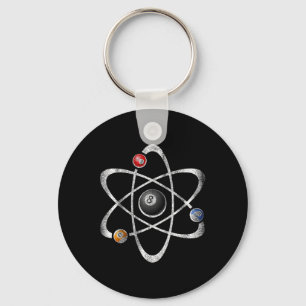 Billiards Pool Hall Sport Atom Science Vintage Ret Keychain