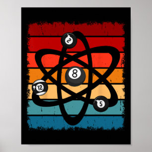 Billiards Pool Hall Sport Atom Science Vintage Ret Poster