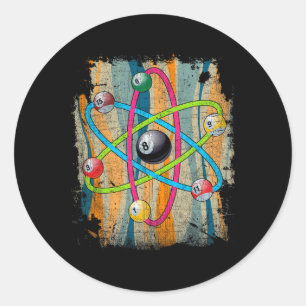 Billiards Pool Hall Sports Bar Atom Shooting 8 Bal Classic Round Sticker