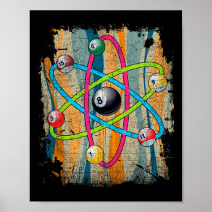 Billiards Pool Hall Sports Bar Atom Shooting 8 Bal Poster