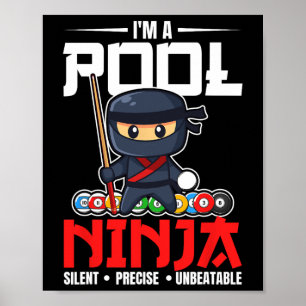Billiards Pool Ninja 8 Ball Funny Men Boys Kids Bi Poster