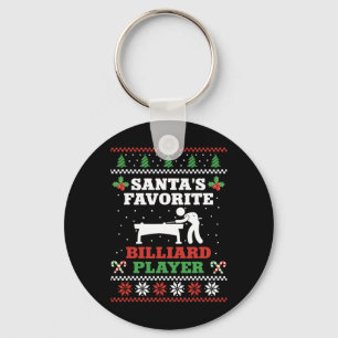 Billiards Pool Player Ball Christmas Ugly Christma Keychain