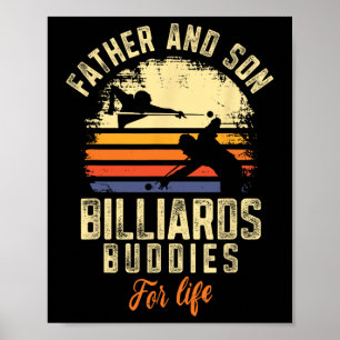 Billiards Pool Player Ball Dad Son Retro Vintage F Poster
