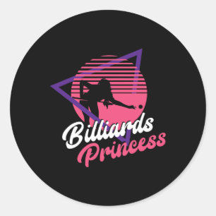 Billiards Pool Player Ball Girl Retro Vintage Bill Classic Round Sticker