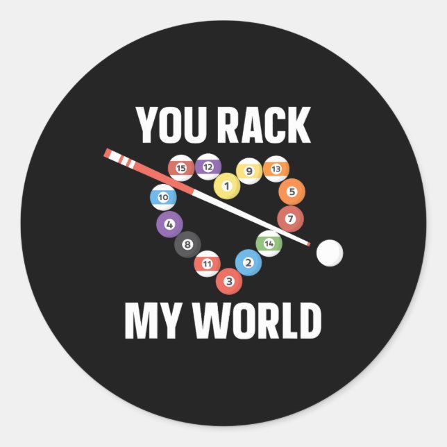 Billiards Pool Player Ball Pun Heart Valentines Da Classic Round Sticker (Front)