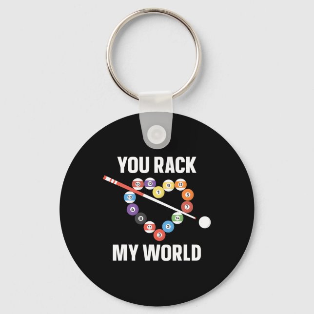 Billiards Pool Player Ball Pun Heart Valentines Da Keychain (Front)
