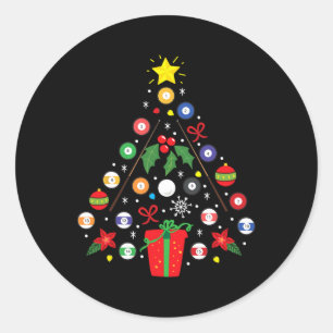 Billiards Pool Player Christmas Ornament Tree Funn Classic Round Sticker