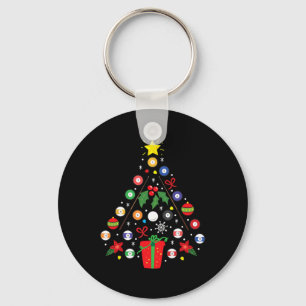 Billiards Pool Player Christmas Ornament Tree Funn Keychain