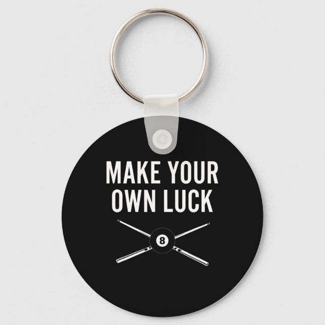 Billiards Pool Player Design With Eight Ball Make  Keychain (Front)