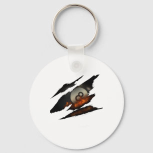 Billiards Pool Player Ll 8 Ll Fire Scar Vintage Keychain