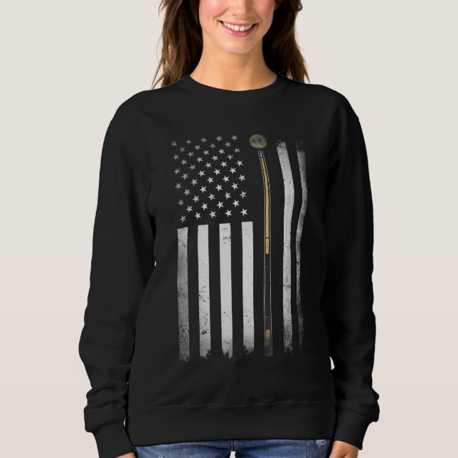 Billiards Pool Player Table USA US American Flag Sweatshirt (Front)