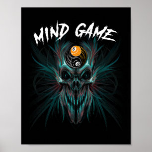 Billiards Pool Snooker Skull 8-ball 9-ball For Men Poster
