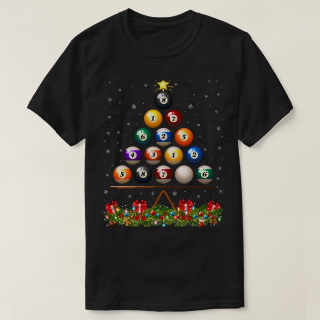 Billiards Pool Sports Lover Billiards Ball Christm T-Shirt (Design Front)