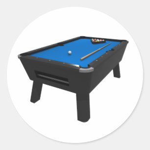 Billiards / Pool Table: Blue Felt: Classic Round Sticker