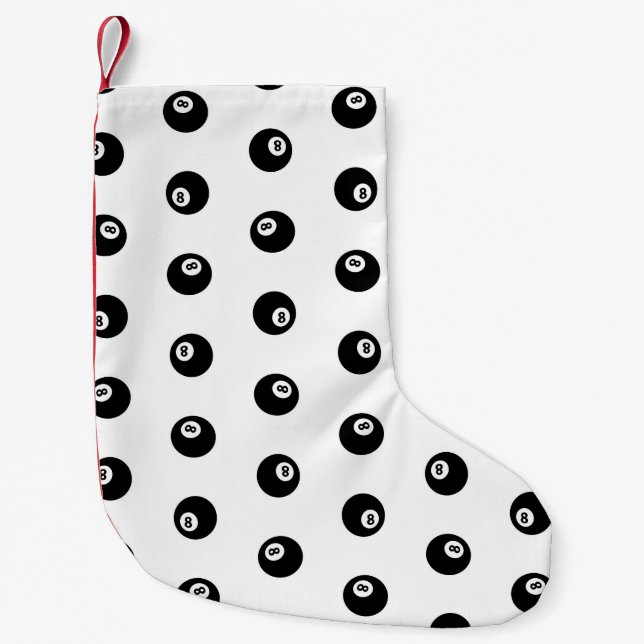 Billiards Pool Themed Eight Balls Pattern Small Christmas Stocking (Front)