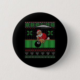 Billiards Pool Ugly Christmas Sweater Style 2 Inch Round Button