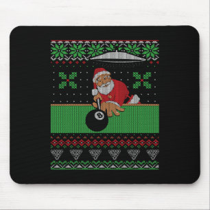 Billiards Pool Ugly Christmas Sweater Style  Mouse Pad