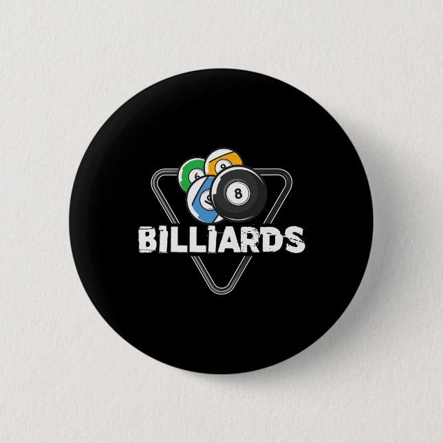 Billiards Rack Billiard Player Snooker 8 Ball Cue  2 Inch Round Button (Front)