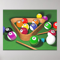 Billiards, rack 'em up, colourful design,
