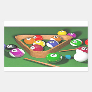 Billiards, rack 'em up, colourful design, sticker