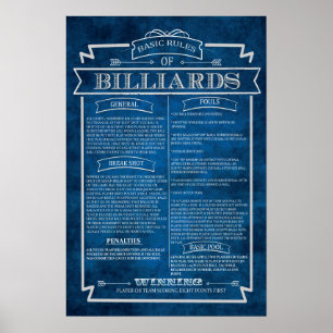 Billiards Rules Poster Art #8 Salle de jeu Décor