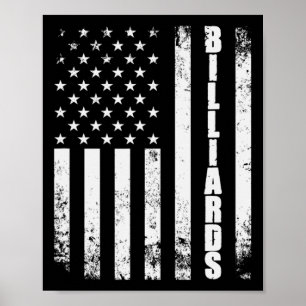 Billiards Snooker American Flag Usa Games Sport Bi Poster