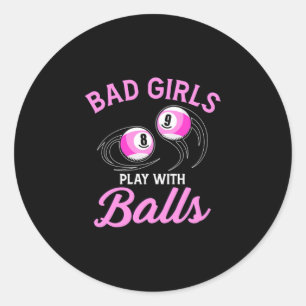 Billiards Snooker Girls Play With Billiard Balls Classic Round Sticker